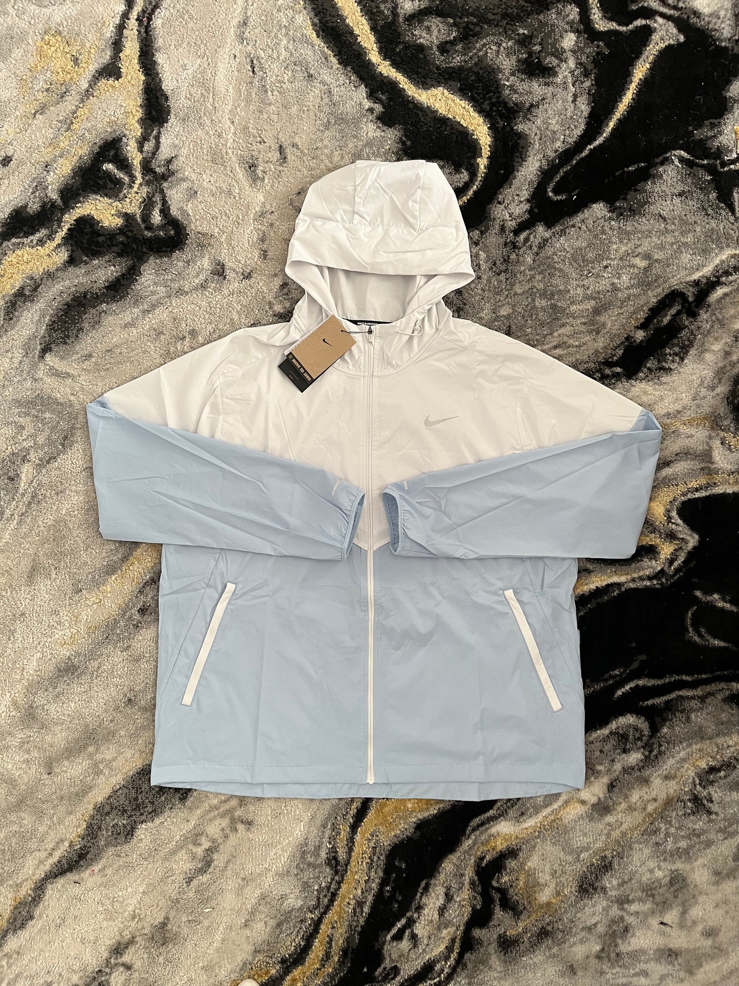nike windrunner white and blue lightweight activewear