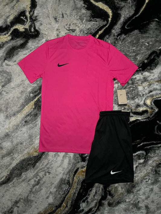 pink and black nike dri fit set