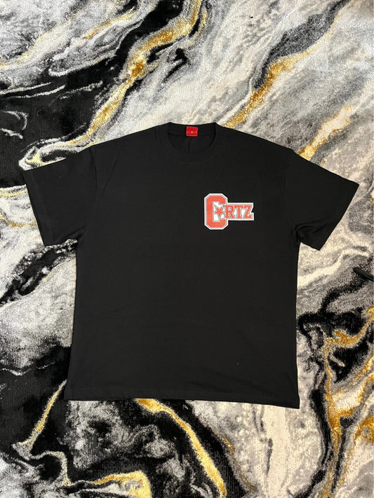 Corteiz black t-shirt front view
