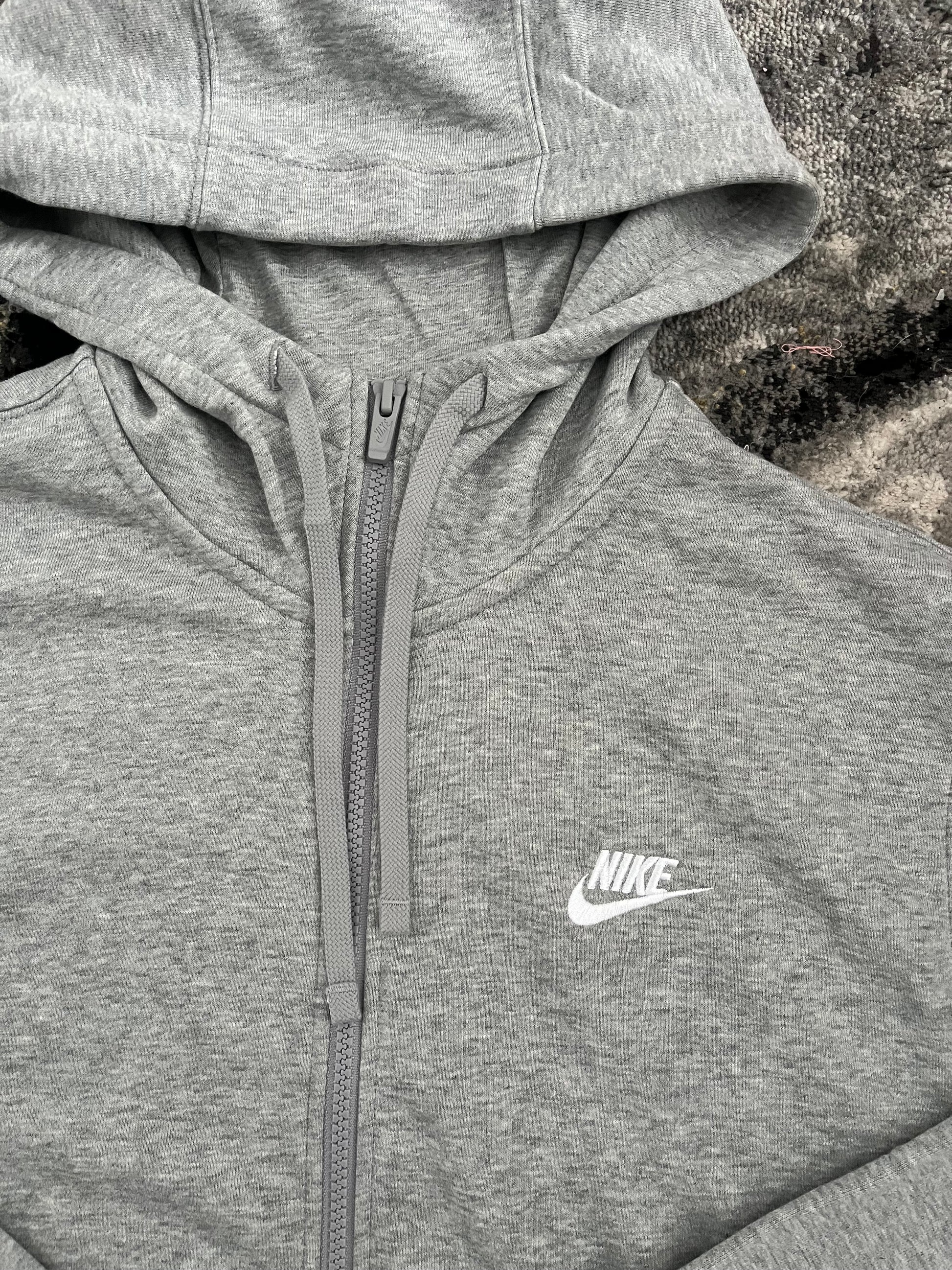 nike grey fleece zip up hoodie streetwear