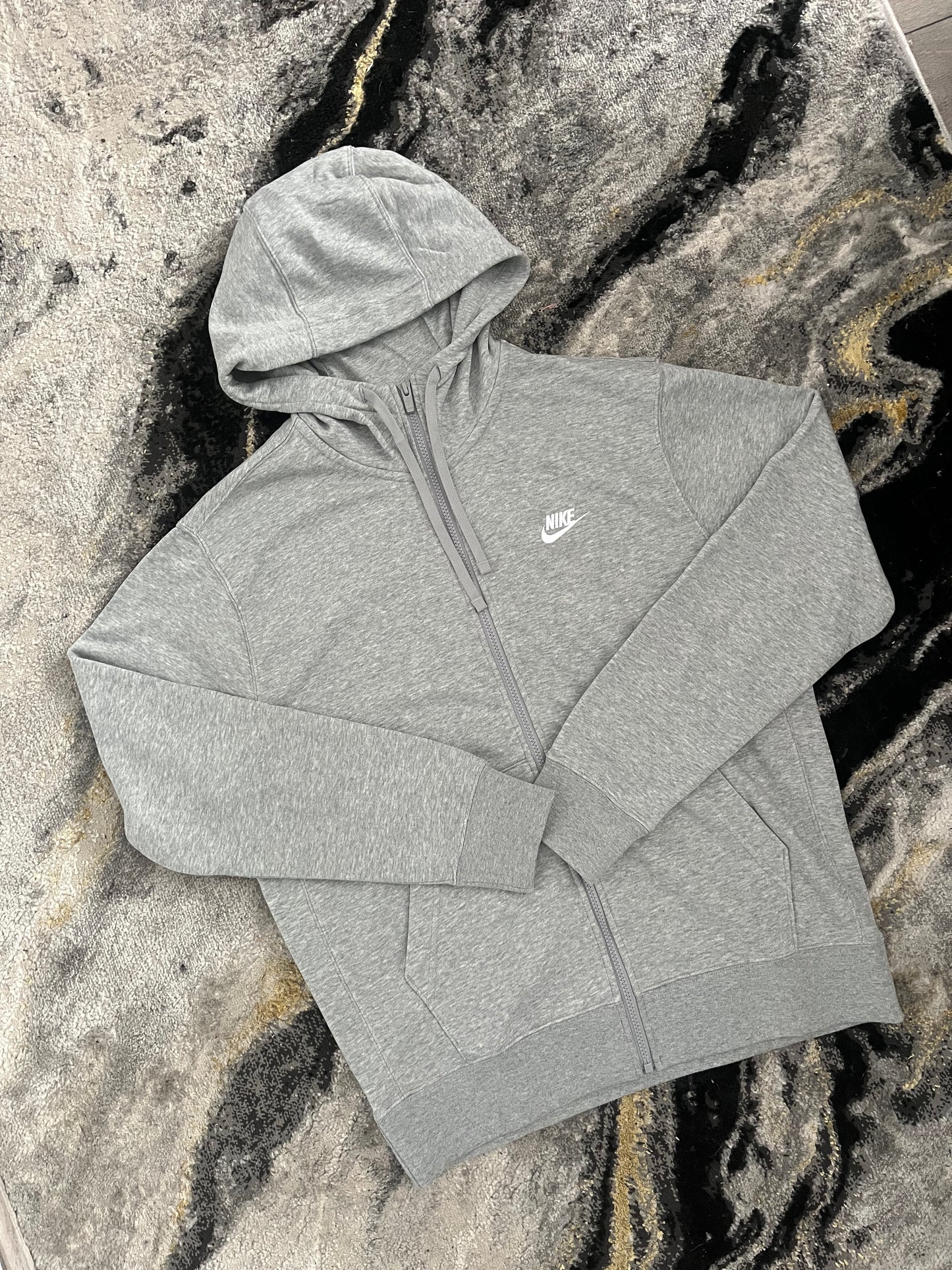 nike grey fleece zip up hoodie streetwear