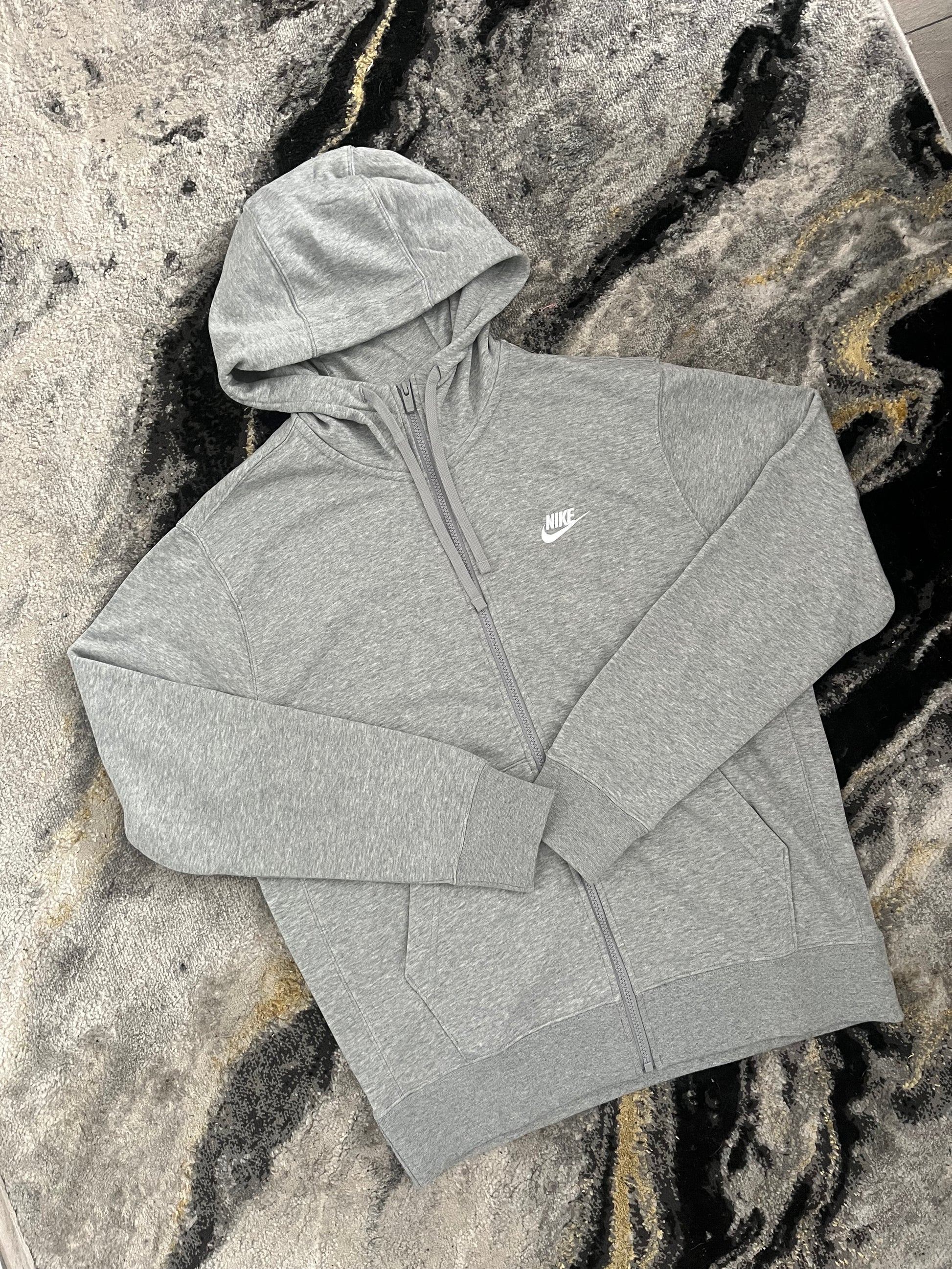nike grey fleece zip up hoodie streetwear