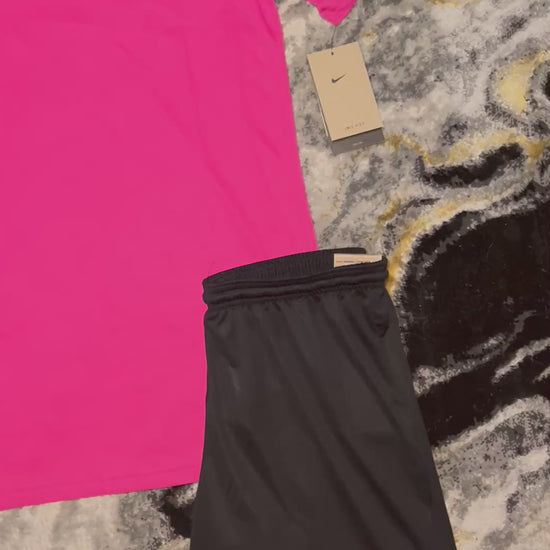 Nike Dri-FIT Shorts Set in Pink and Black – Moisture-Wicking Training Set