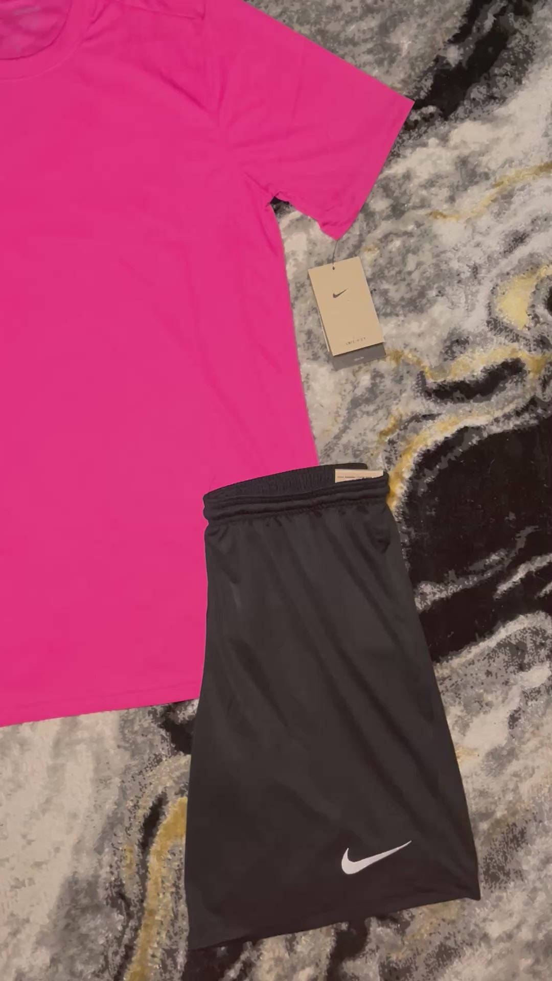 Nike Dri-FIT Shorts Set in Pink and Black – Moisture-Wicking Training Set